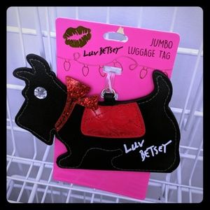 Betsey Johnson black terrier dog luggage tag